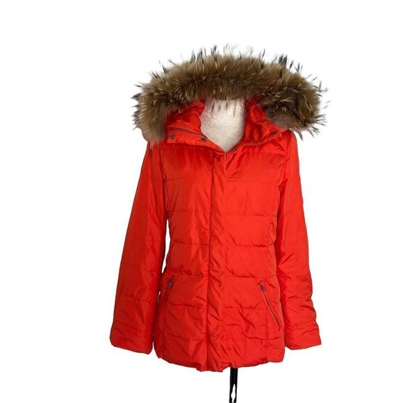 Max Mara Weekend Fur Hooded Jacket Womens Size 6 Detachable Belted Zipper Snaps - Picture 5 of 12